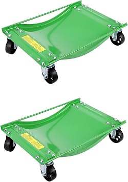 Car Dolly Set of 2-5000LBS Capacity Heavy Duty Wheel Dollies for Moving Cars, 3.5" Steel Casters, Anti-Slip Rails, Alloy Steel 24x15in