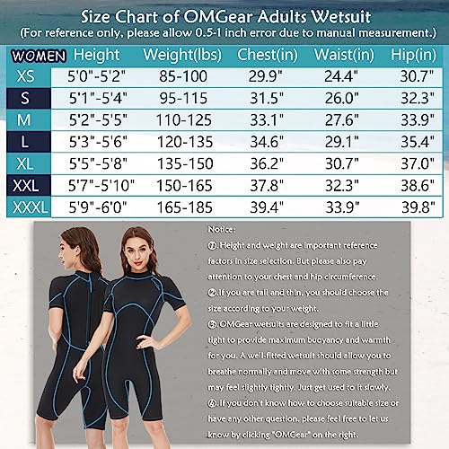Omgear Wetsuit Men Women 2Mm Neoprene Shorty Uv Protection One Piece Short Sleeves Scuba Diving Suits Swimsuit For Scuba Diving Surf Snorkeling Swimming(Black, 3Xl) #TOP1