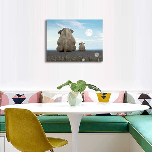 Miniatura 3 de Canvas wall art Animal elephant Elephant wall art Dandelion all art elephant Watching moon African art wall decoration Elephant picture Canvas