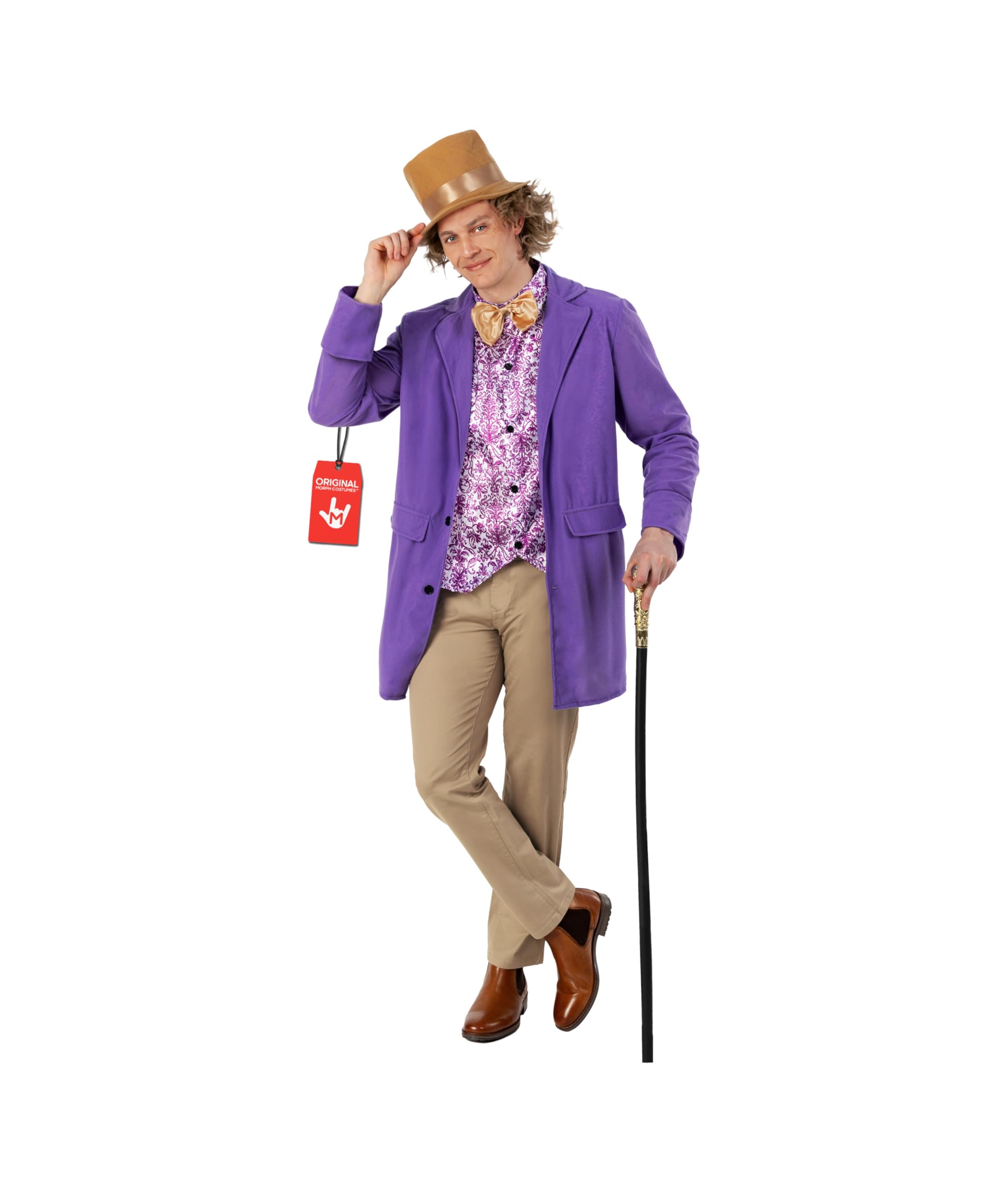 Chocolate Factory Costume for Men - Adult Willy Wonka Book Day Outfit - Fun Dress Up for Parties, Medium