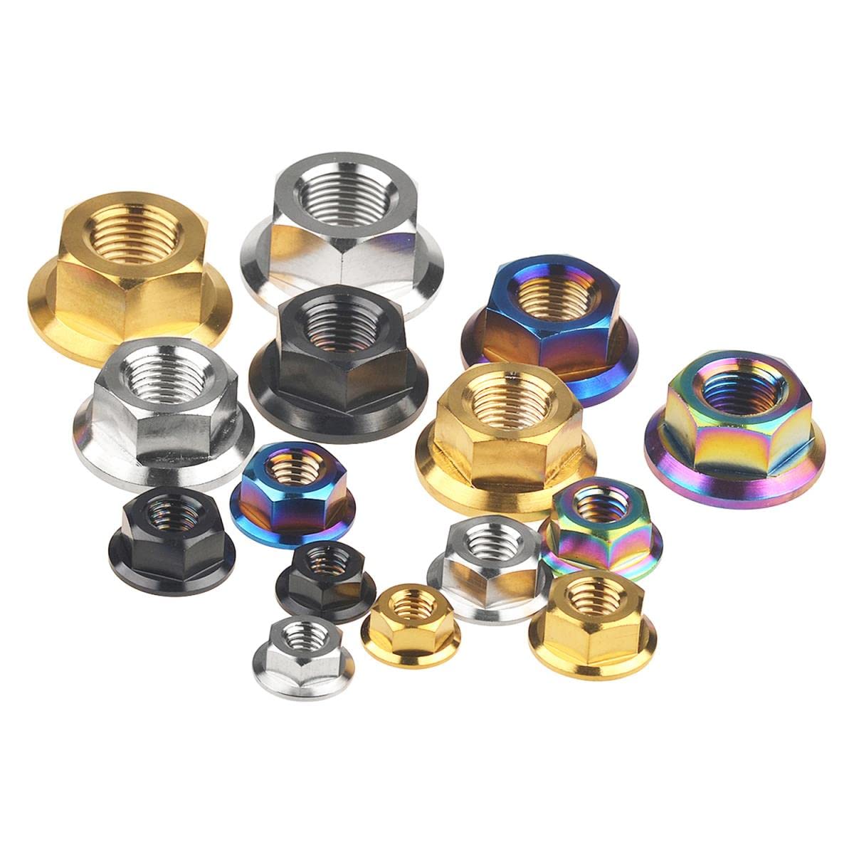 4PCS Titanio M5 M6 M8 M10 M12 M14 M16 Flangia standard per dadi esagonali in lega metrica per freno bici-M10 1.5mm,Gold