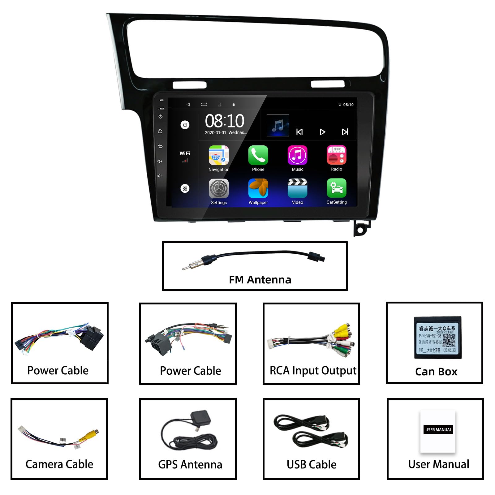 LEXXSON Android Auto Carplay Autoradio per VW Golf 7 MK7 Golf VII 2012-2020, Touch Screen da 10.1 pollici Radio GPS Bluetooth EQ Impostazione Wifi Controllo del Volante Mirrorlink Canbus 2+32G