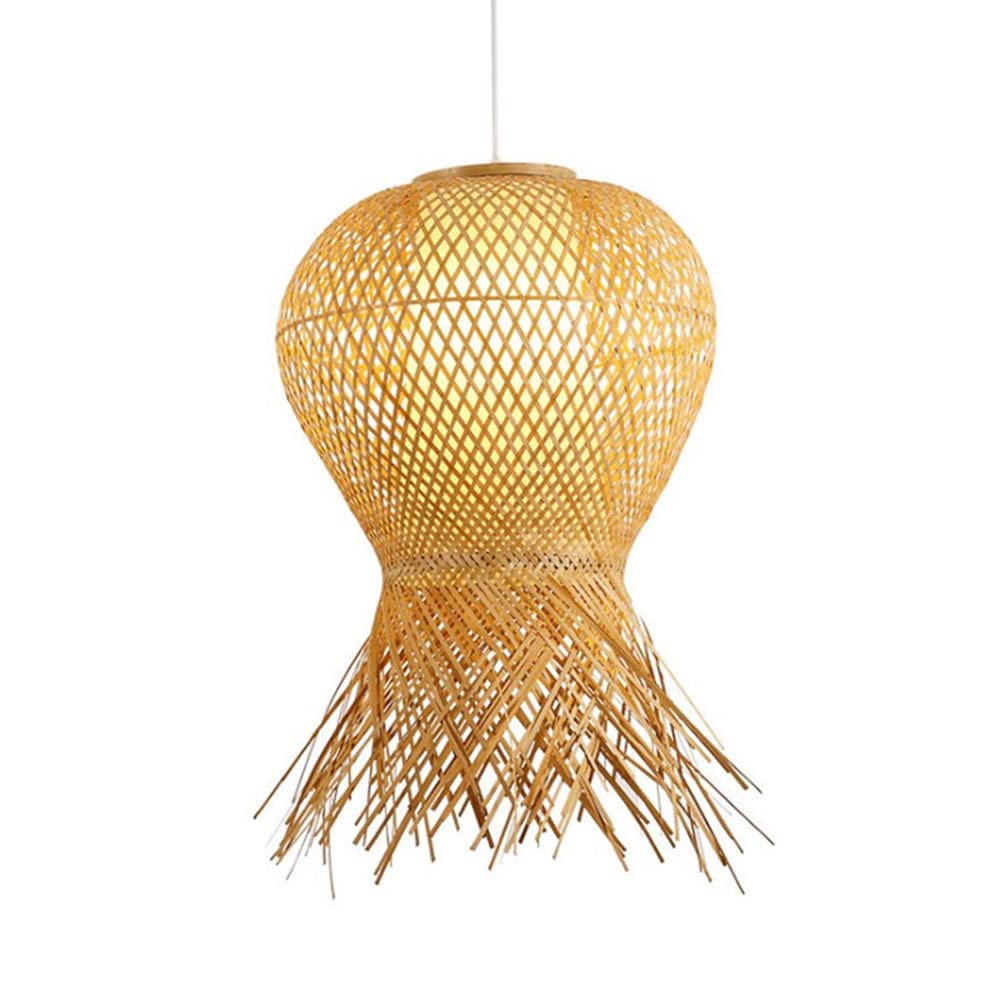 Suspension en bambou tressé main Lucky Star plafonnier beige pour salon
