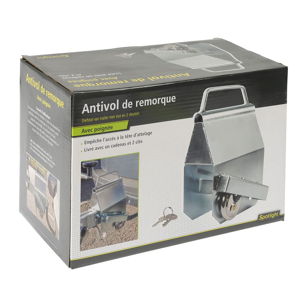 OROK 641763 Antivol Remorque Universel – Antivol Tête d’Attelage Triangle avec Cadenas et 2 Clés – Utilisable Attelé et Non Attelé – Sécurité Remorque et Caravane, Inox brillant
