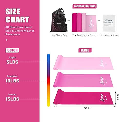 Miniatura 7 de Bandas de resistencia, bandas de ejercicio, bandas de terapia física para entrenamiento de fuerza, yoga, pilates, estiramiento, banda elástica con