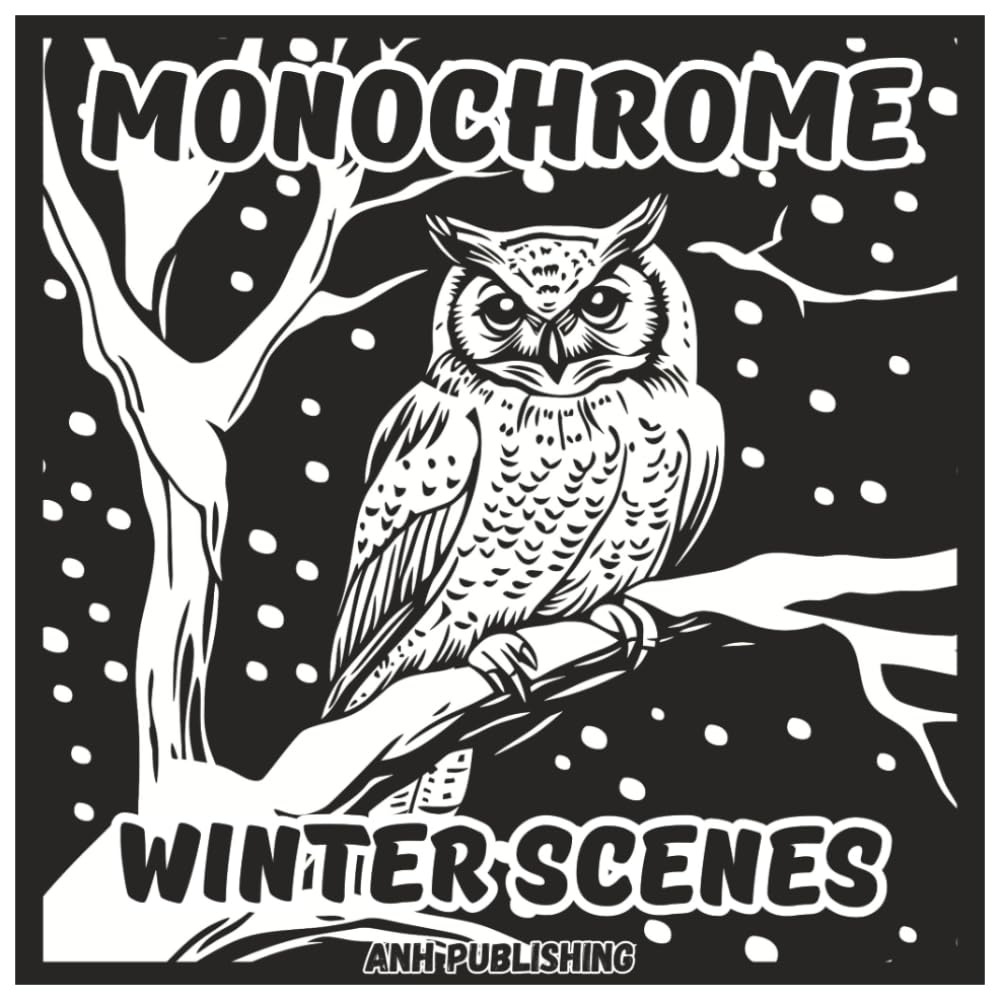 Monochrome Winter Scenes: Relaxing Single Color Coloring Book For Adults & Seniors: Beautiful Landscapes to Reduce Stress and Inspire Calm (Monochrome Series)
