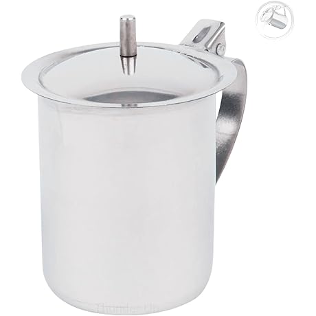 Cream Pitcher with Lid - 10 Oz, Coffee Creamer Container, Small Stainless Steel Milk Pitcher
