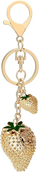 Beljeley Cute Strawberries Bag Charm Keychain, Aesthetic Women Purse Accessories for Handbags & Car, Keyring Gifts