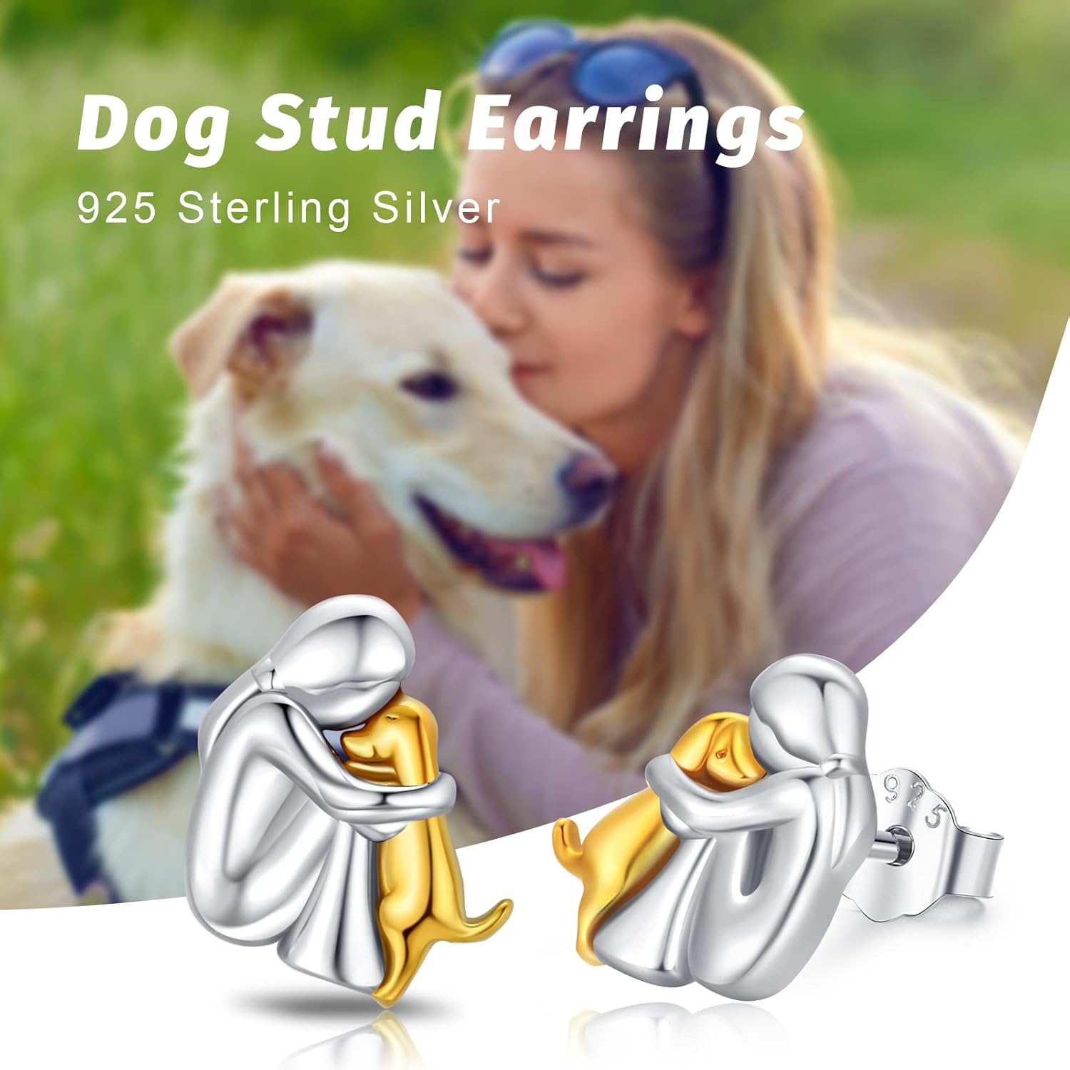 925 Sterling Silver Dog Earrings Cute Animal Puppy Stud Earrings Dog Jewelry Gifts for Women Girls Pet Lover Hypoallergenic Earrings for Sensitive Ears