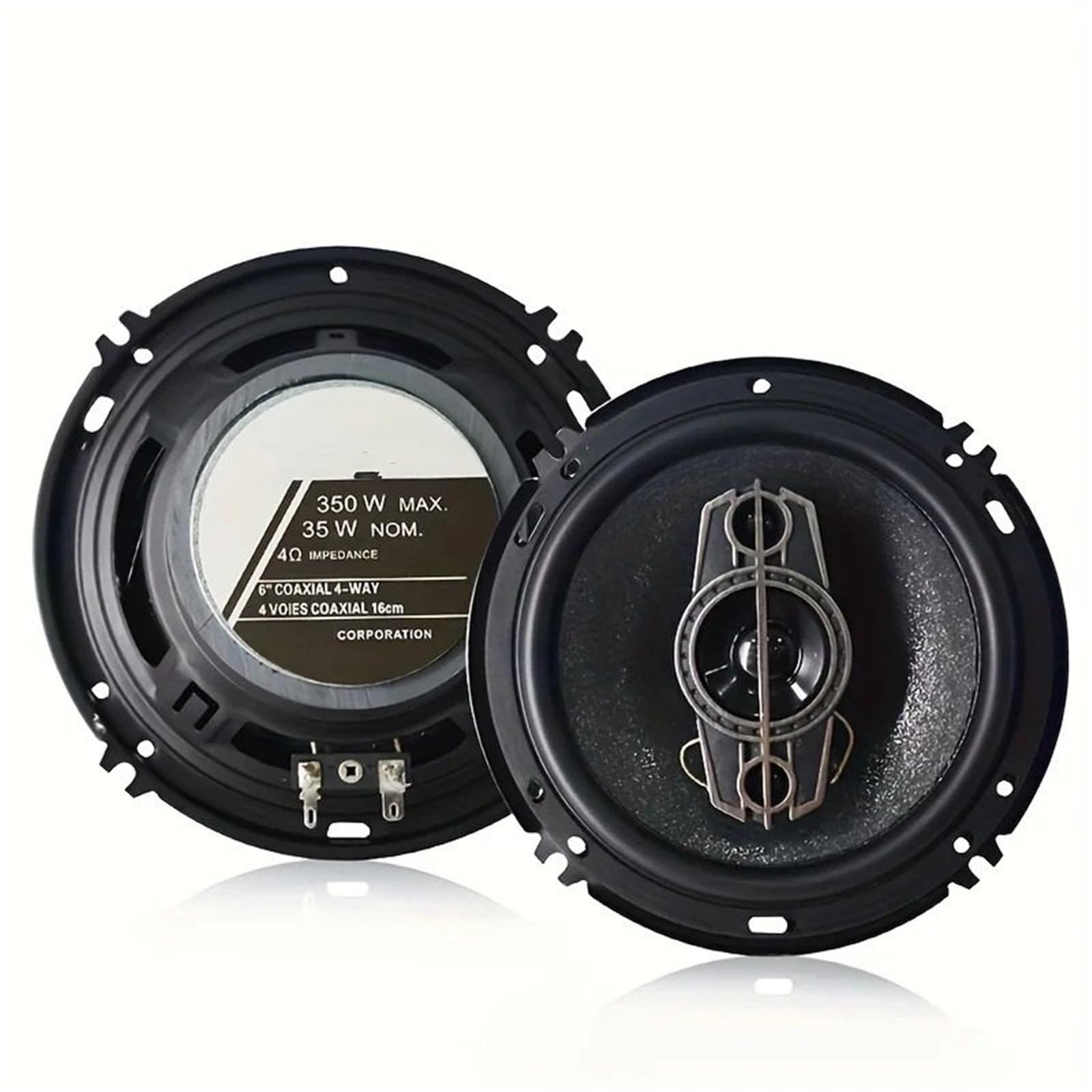 2 szt. 6 cali (2X350 W) 700 W 4-drożny głośnik współosiowy HiFi do samochodu z osłoną przeciwpyłową i kablem audio, pełna częstotliwość drzwi samochodu