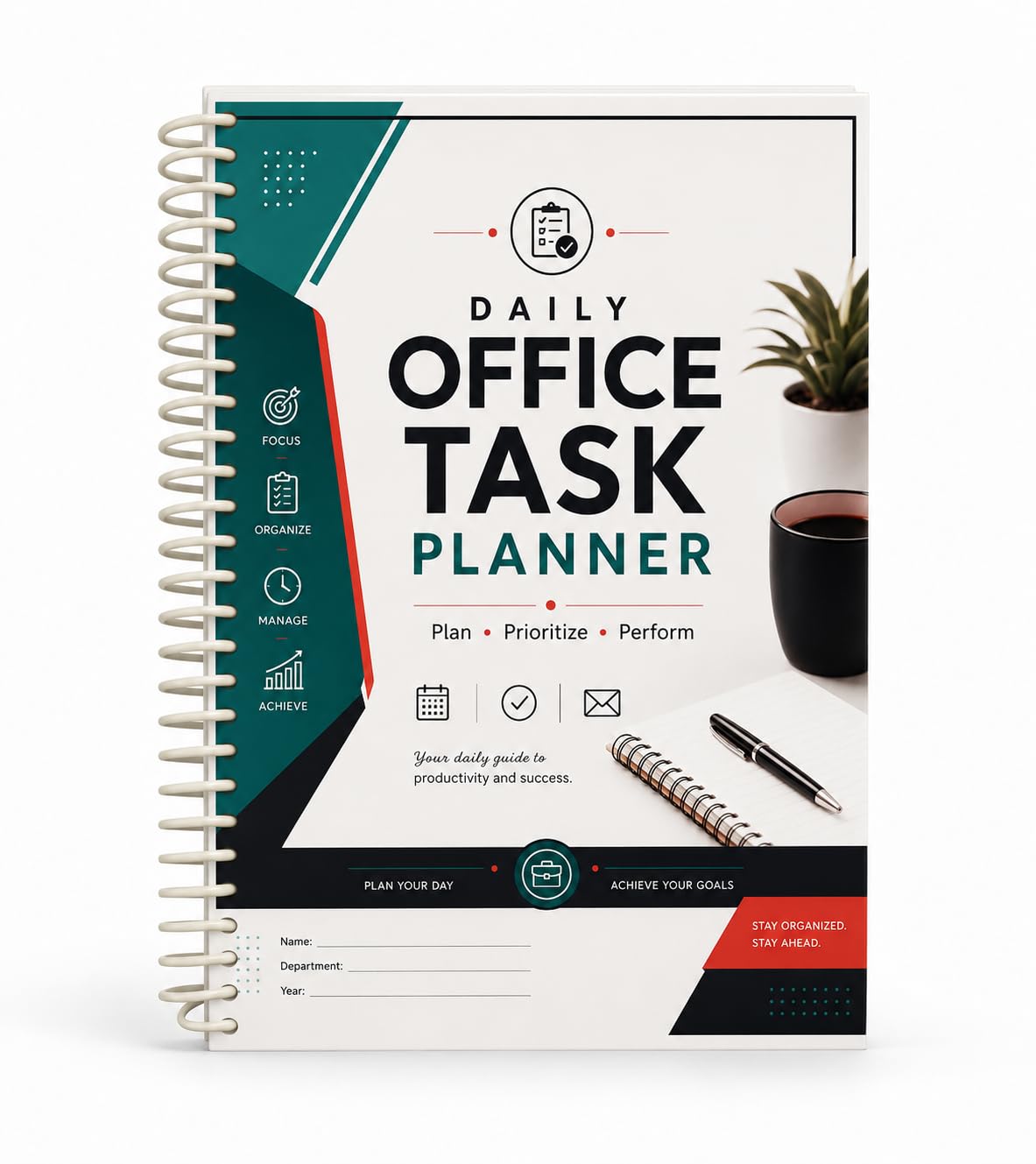 Daily Office Task Planner A5 | Undated Productivity Planner | 60 Pages | 100 GSM White Paper | Plastic Spiral Bound | Daily To Do, Meetings, Notes & Time Management Notebook for Office, Work & Study | Notepad-image-43