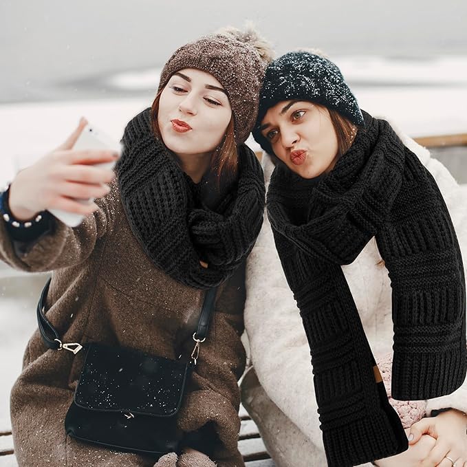 REDESS Women's Long Knit Scarf Winter Warm Big Wrap Thick Winter Cashmere Wool Large Chunky Scarf or Women - Image 7