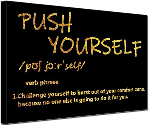 Arte de pared negro y dorado con citas motivacionales para la escuela, impresión en lienzo para el aula, imagen inspiradora, arte de pared, sala de