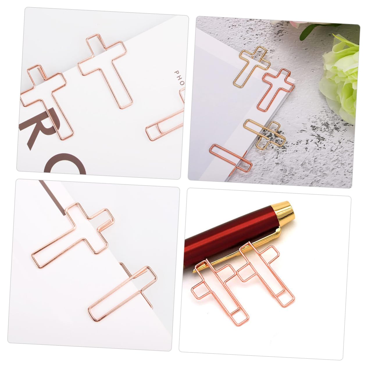 VILLCASE 10 Pezzi fermaglio a croce graffette pastello grandi graffette porta graffette graffetta graffette graffette clip nere pinze per carta graffetta a croce Metallo Rose Gold