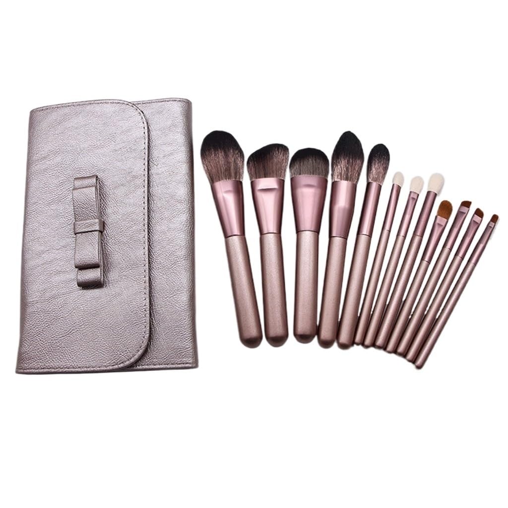 Juego de 12 brochas de Maquillaje, brochas para Sombras de Ojos y Polvos, Juego Completo de Herramientas de Belleza (12 Piezas D)