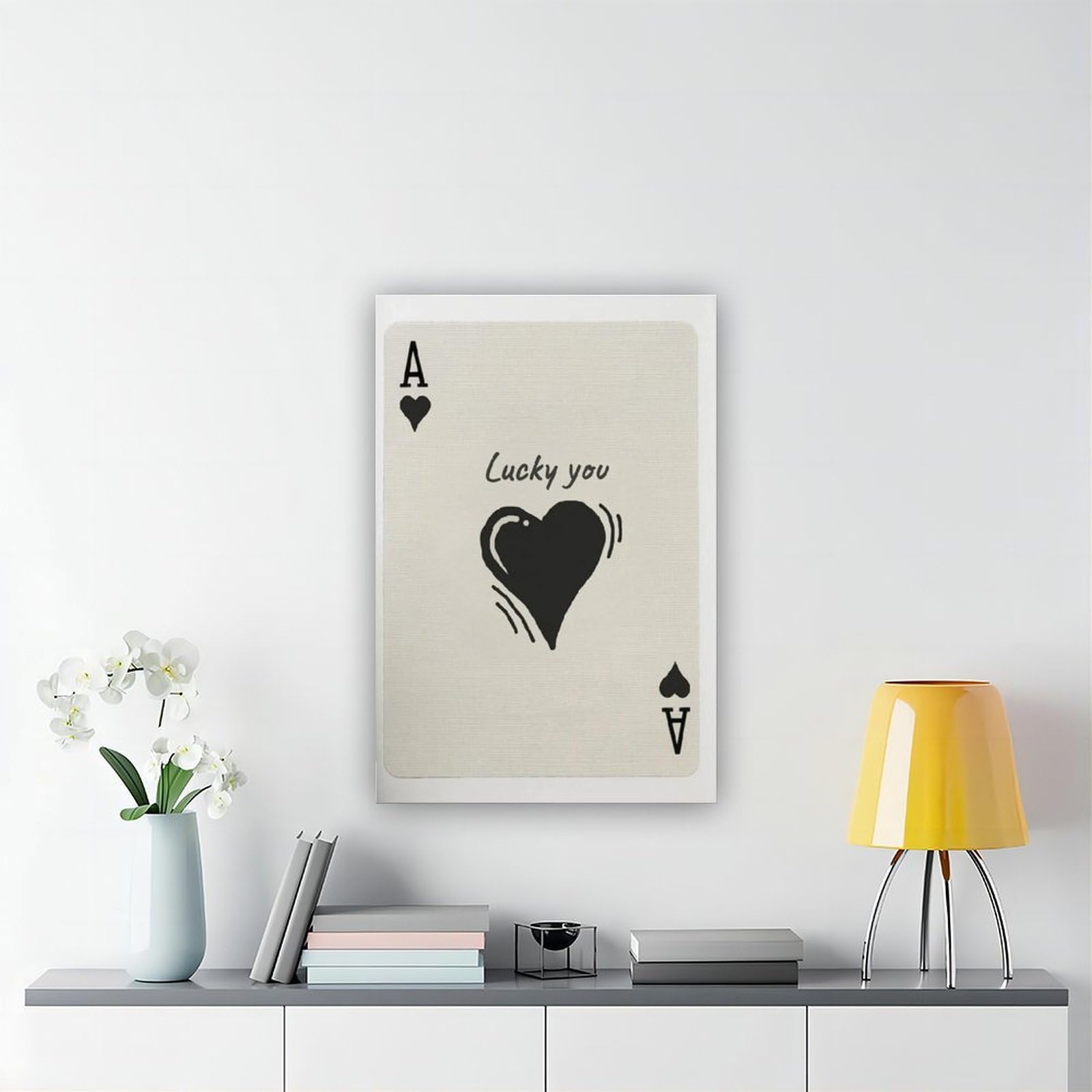 Stampa Su Tela Asso Di Cuori 40x60 Cm - Quadro Carte Da Gioco Rosa E Bianco, Poster Estetico Per Camera Ragazza, Senza Cornice - 4