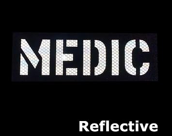 2 Pack Reflective Medic Patch Reflective Back Panel Medic Patch with Hook and Loop One Small and One Large Black (Black-White)