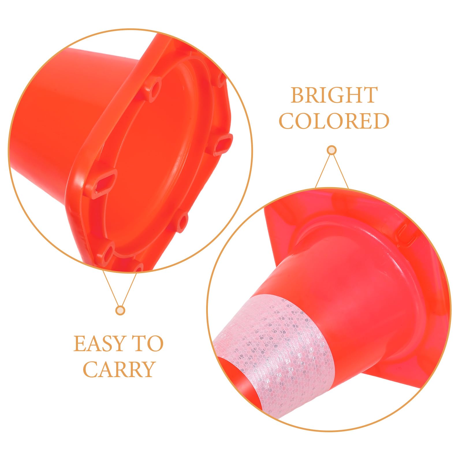 Conos con Collar Reflectante Naranjas de Plástico de Seguridad Vial Resistentes al Paquete de 3 Unidades para Proyectos de Seguridad y Respuesta de Emergencia
