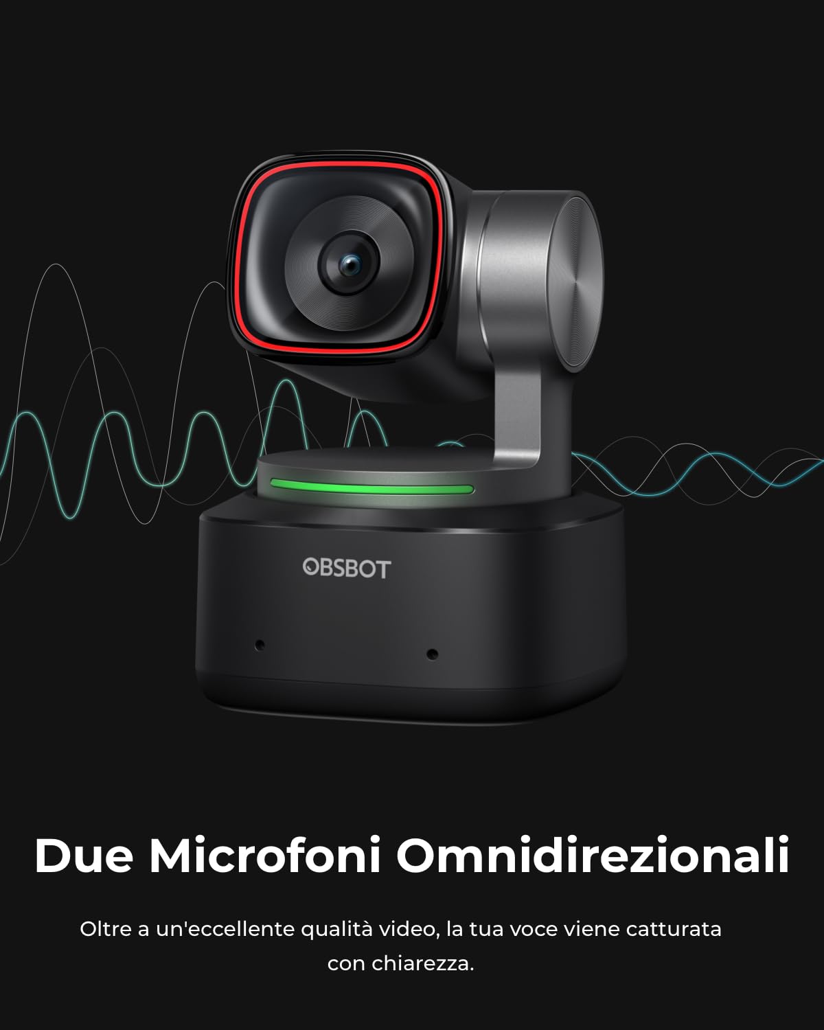 OBSBOT Tiny 2 Webcam 4K con Controllo Vocale PTZ e Tracciamento IA | 4K Webcam con Sensore 1/1.5", Controllo gestuale, 60FPS, HDR, Correzione luce, Auto Focus, per PC/Desktop/Meeting
