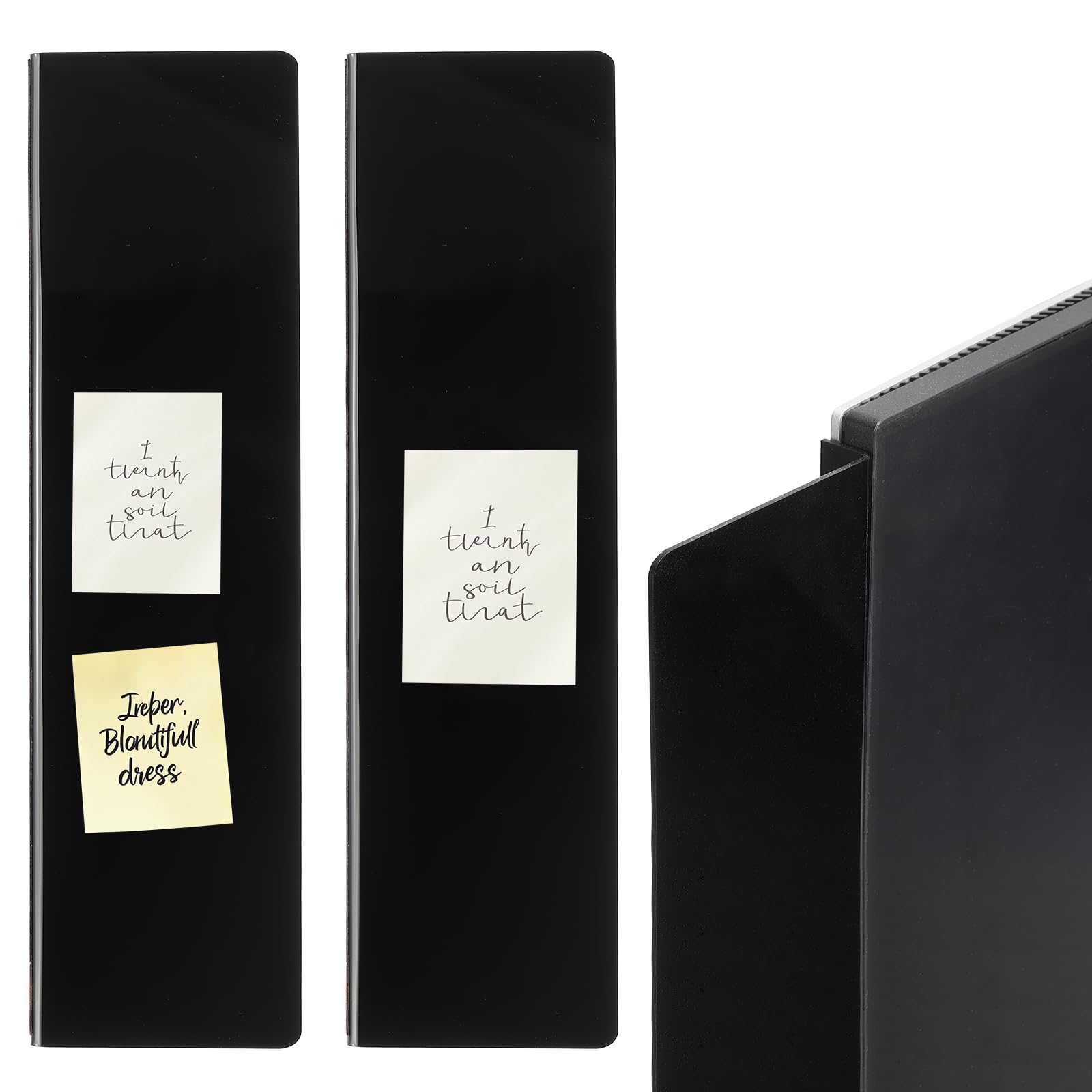 PATIKIL Monitor Memo Board, Black L Shape Magnetic Sticky Note Holder Side Note Attachment Computer Accessories for Home Office Computer Monitor Screen, 2 Pcs