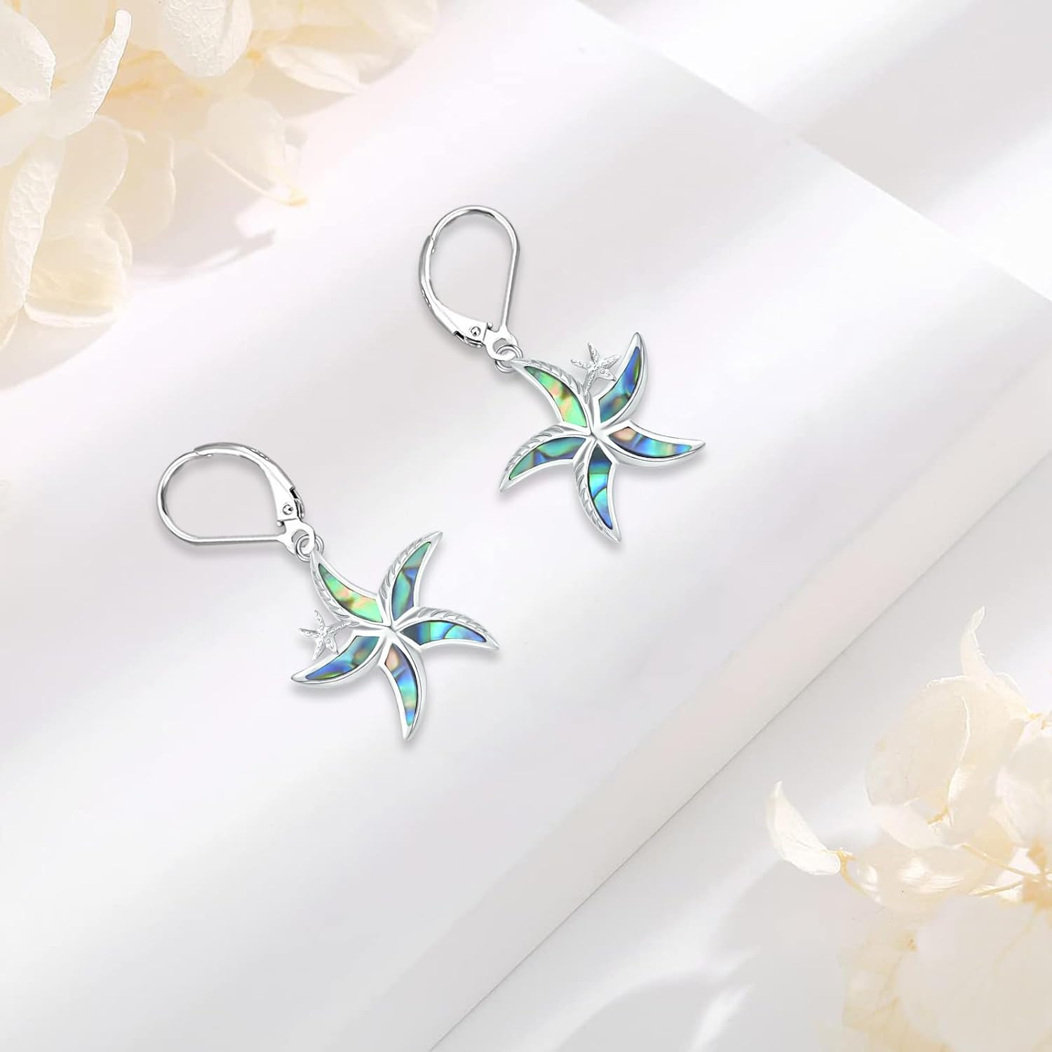 Black Cat/Turtle/Moonstone//Turquoise/Flower/Tree of Life Earrings Sterling Silver Cute Animal Leverback Dangle Earrings Jewelry Gifts