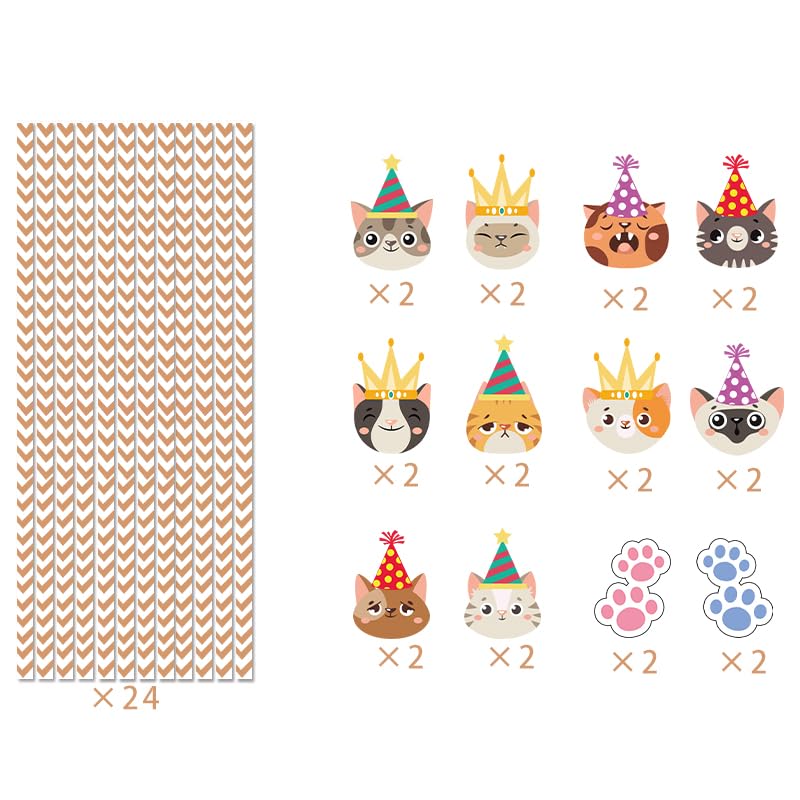 Pitillos de papel con tema de gato, 24 piezas miniatura 3