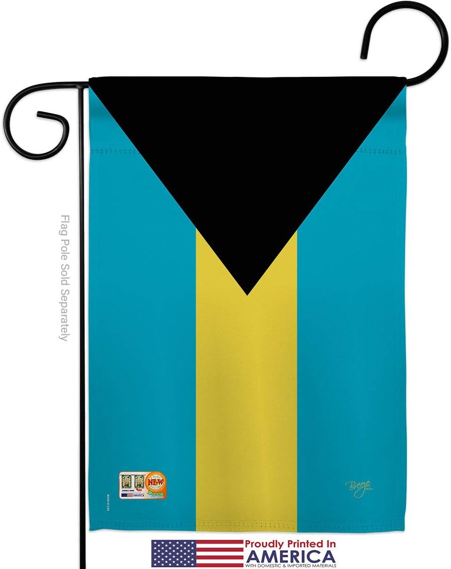 Bahamas Garden Flag Set Wall Holder Regional Nationality Nation International World Country Small Decorative Gift Yard House Banner Made In USA 13 X 18.5