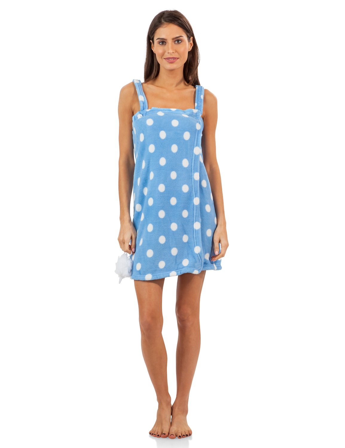 Casual Nights Women's Plush Fleece Shower Wrap Bathrobe With Soap Sponge