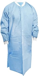 MEDICAL Pack of 10 Disposable Lab Coats - Blue - Durable SMS Knee Length Lab Coat Unisex, Comfortable and Easy to Wear Lab coat, For Hospitals, Pharmacies, Laboratories, Dental Clinics