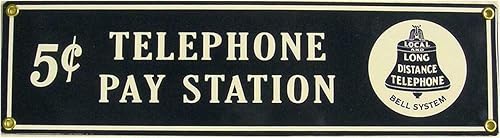 Decoración de pared de letrero de metal de porcelana para estación de pago de teléfono, 16 pulgadas x 4 pulgadas
