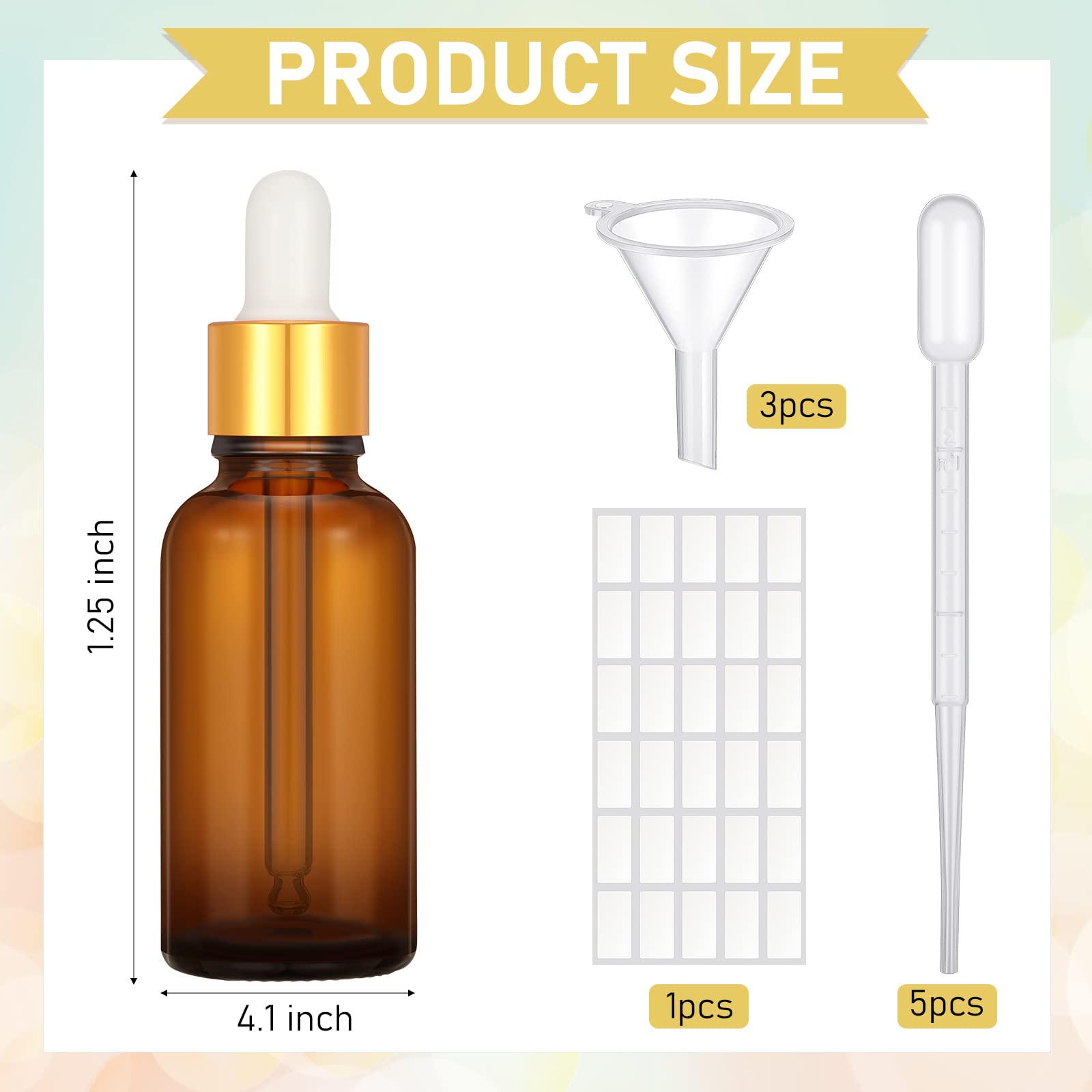 Set 28 Flaconi In Vetro Ambrato Da 60 Ml Con Contagocce, Imbuti In Acciaio Ed Etichette – Per Oli Essenziali, Tinture E Liquidi Fai Da Te - 3