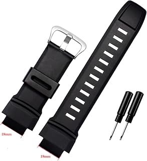 SUIYUAN Rubber Wrist Strap for Casio for PROTREK for PRG-260 for 270 for 550 for 250 for PRW-3500 for 2500 for 5100 Replacement Black Bracelet 18mm Silicone WatchBands (Band Color : Silver 18mm)