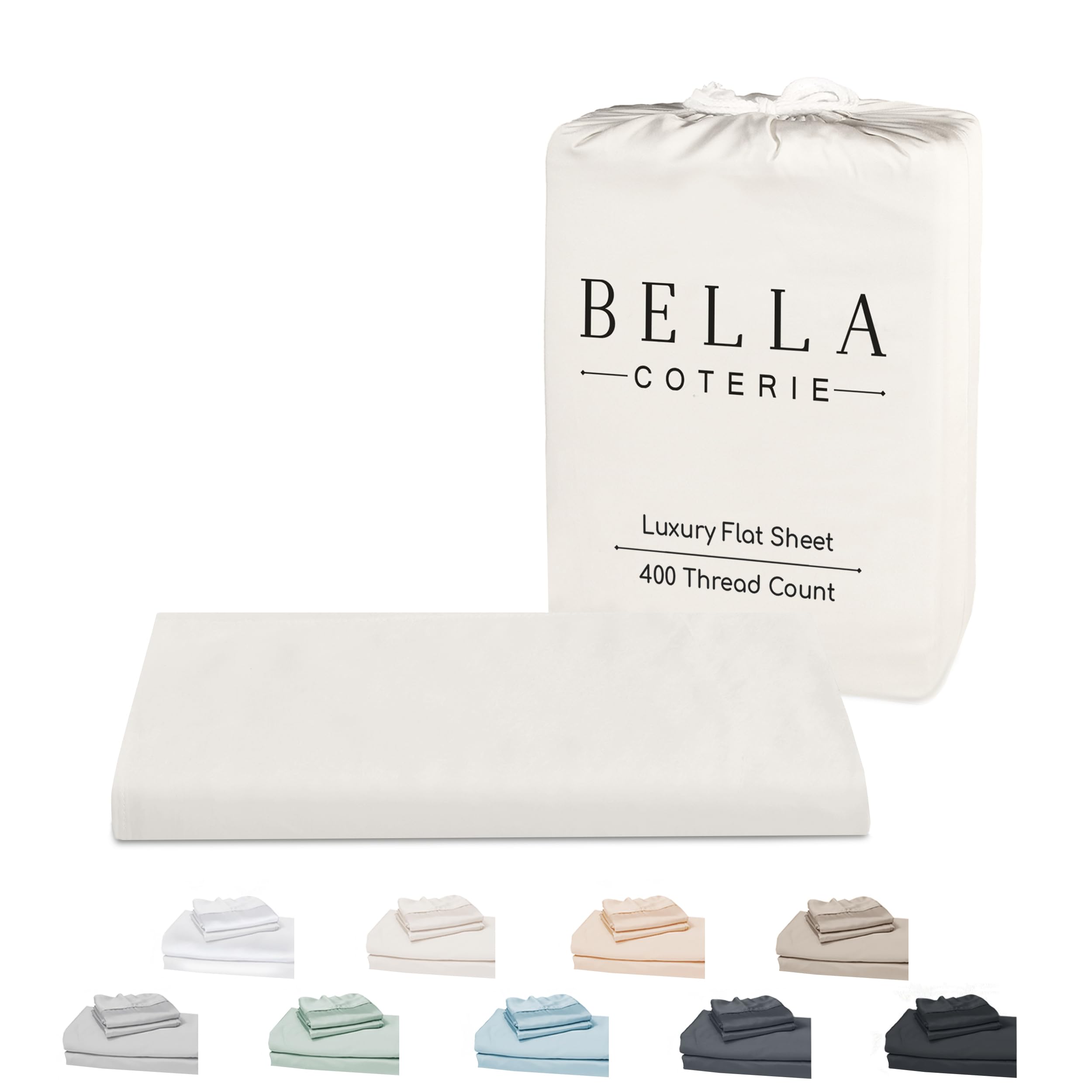 Bella Coterie Luxury Bamboo Viscose King Size Flat Sheet | 100% Organically Grown | Ultra Soft | Cooling for Hot Sleepers [Ivory]