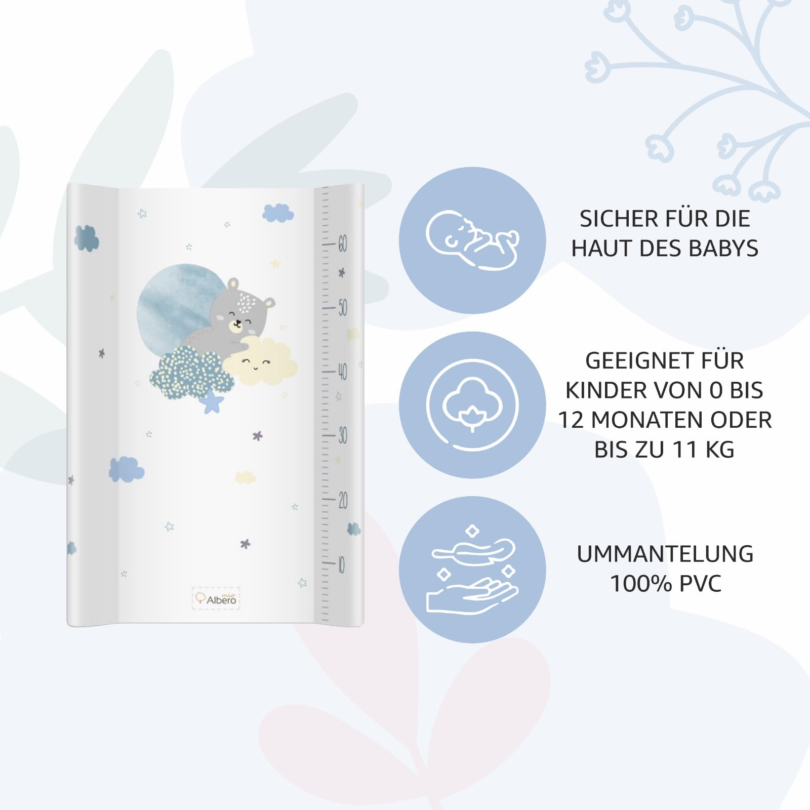 Weiche Wickelauflage Baby Wickelunterlage für Junge und Mädchen Wasserdicht Wickeltischauflage Abwaschbar Für ein Neugeborenes Faultiere 70x47x3cm