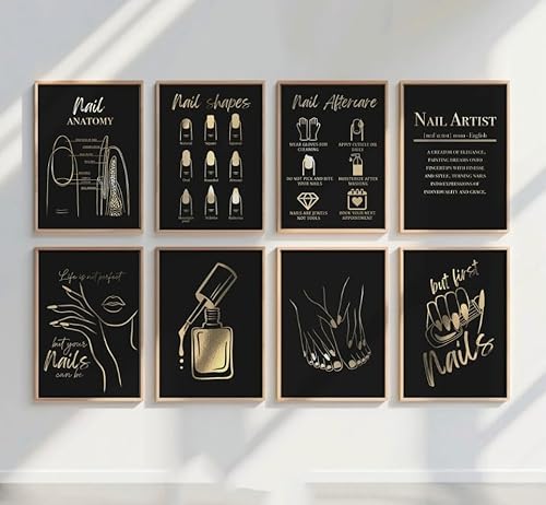 NATVVA Nail Shape Sign Poster Wall Decor Nail Aftercare Art