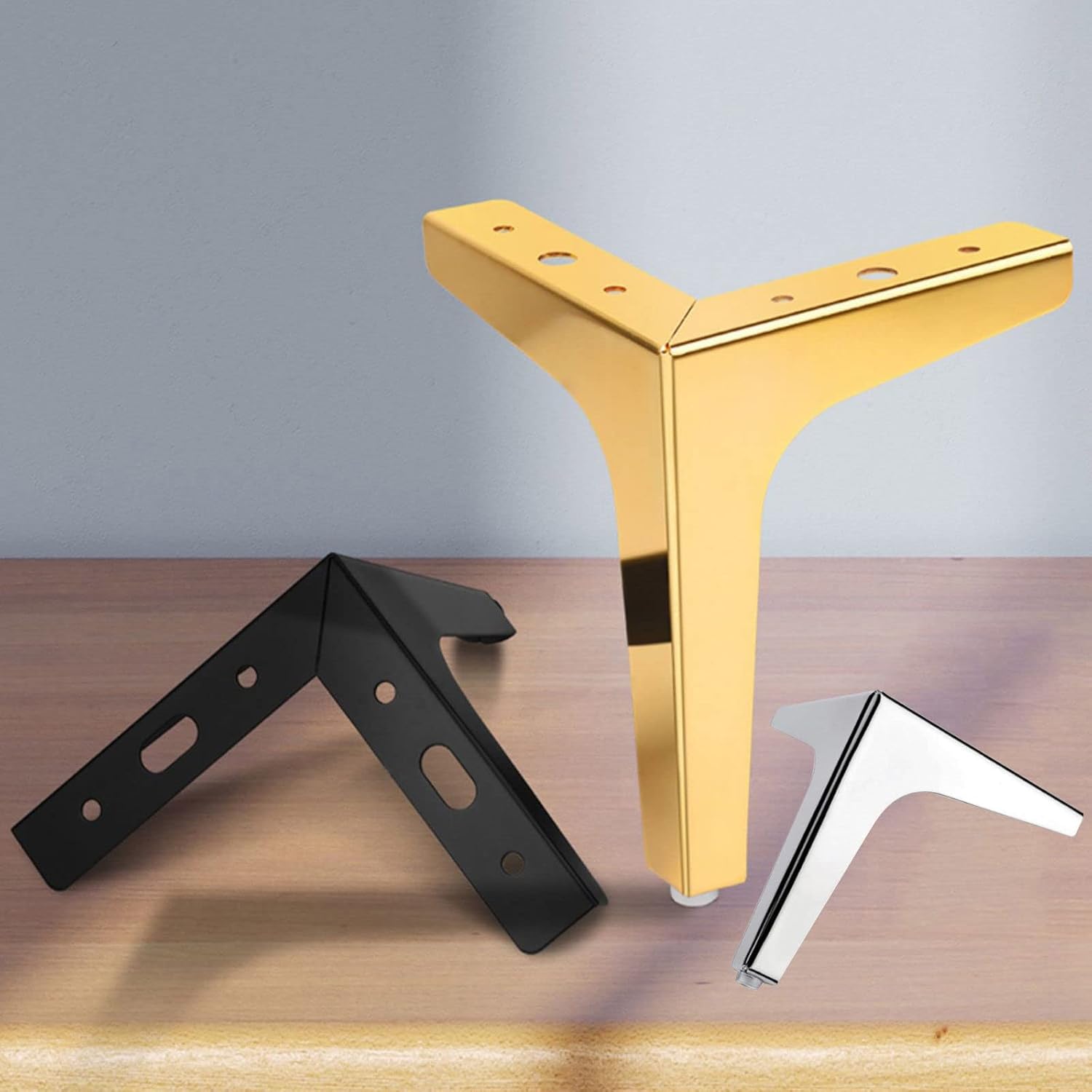 Furniture Legs, 4Pcs, Triangular Furniture Legs, Modern Support Legs, Sofa Replacement Legs, Gold Metal Legs, Furniture Legs for Heavy Furniture,Gold-17cm/6.7in