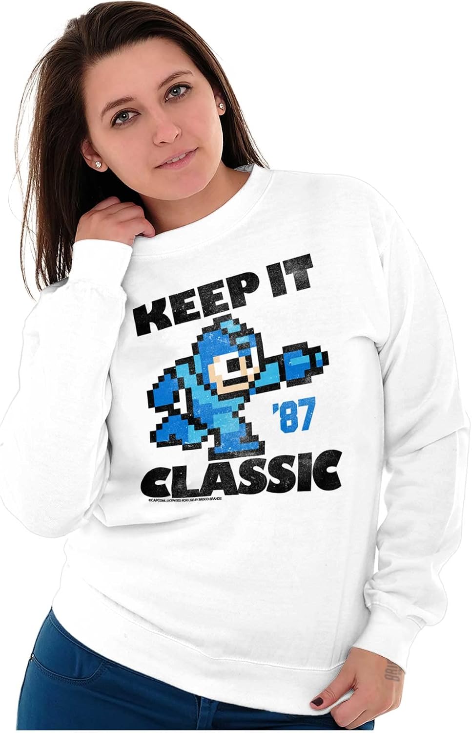 Brisco Brands Mega Man Keep it Classic 80s Gaming Sweatshirt for Men or Women