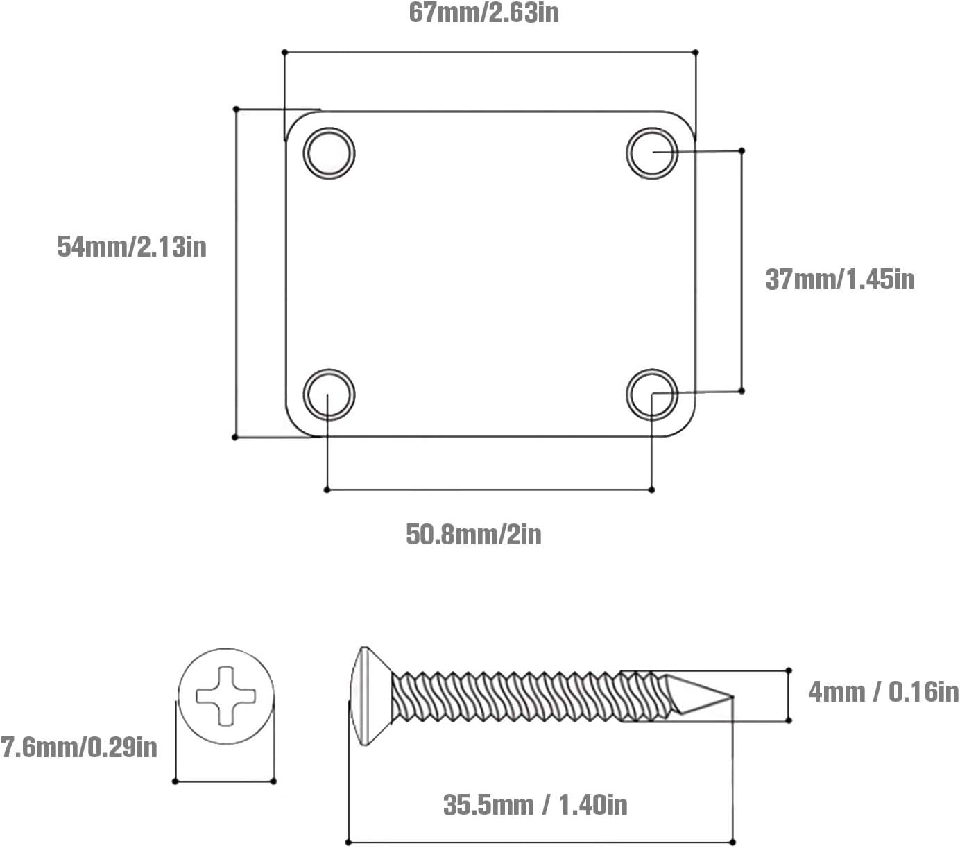 YINETTECH Guitar Neck Plate Golden with Mounting Screws Back Plastic Plate 4 Holes Compatible with Strat Tele Electric Guitar Bass - Image 5