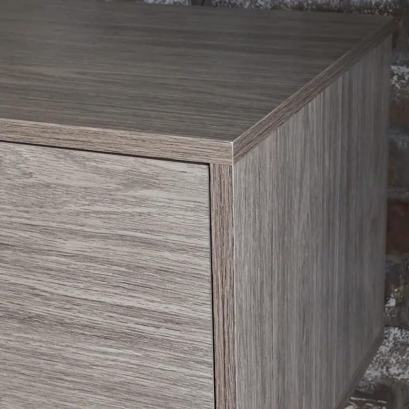 Image of Riva Engineered Wood TV Cabinet & Entertainment Unit | Modern TV Stand with 2 Storage Cabinets & Open Shelves | Solidwood Legs | Mid-Century Design | Ash Grey Finish