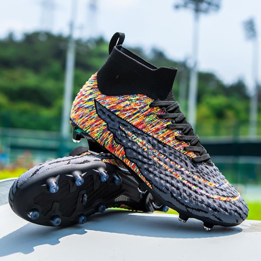 Chaussures Football Enfant IFIKK Crampons Spike - Boots Hautes Antidérapantes Garçon
