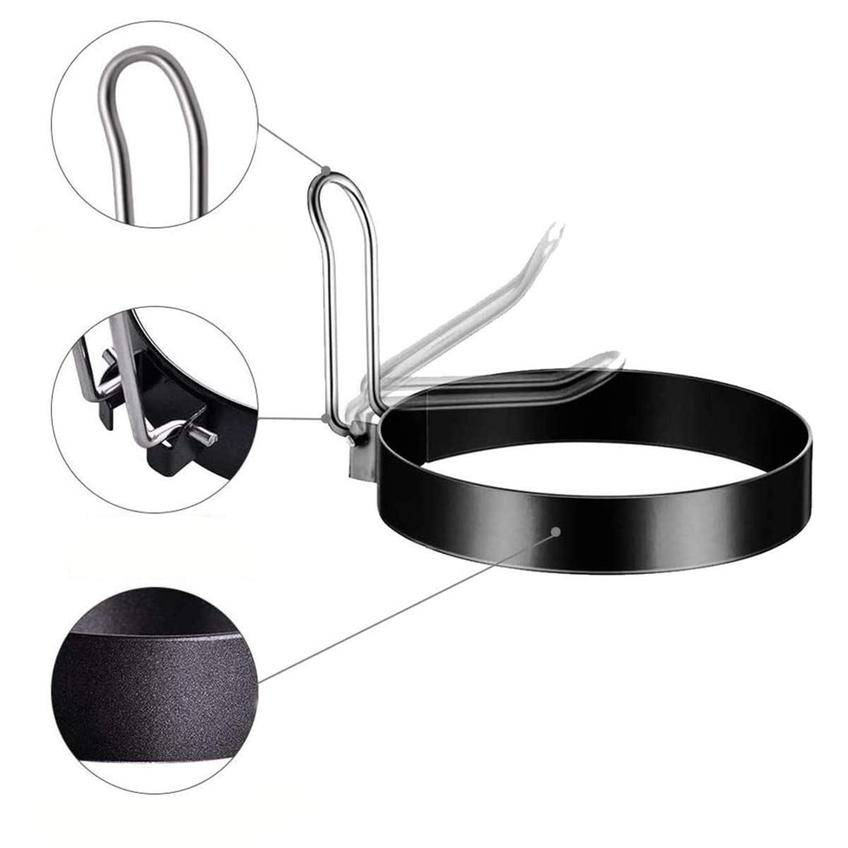 2x Omelett-Ringe Aus Edelstahl, Antihaftbeschichtet, 20,3 Cm - Mit Silikongriff & Ölbürste Für Perfekte Pfannkuchen