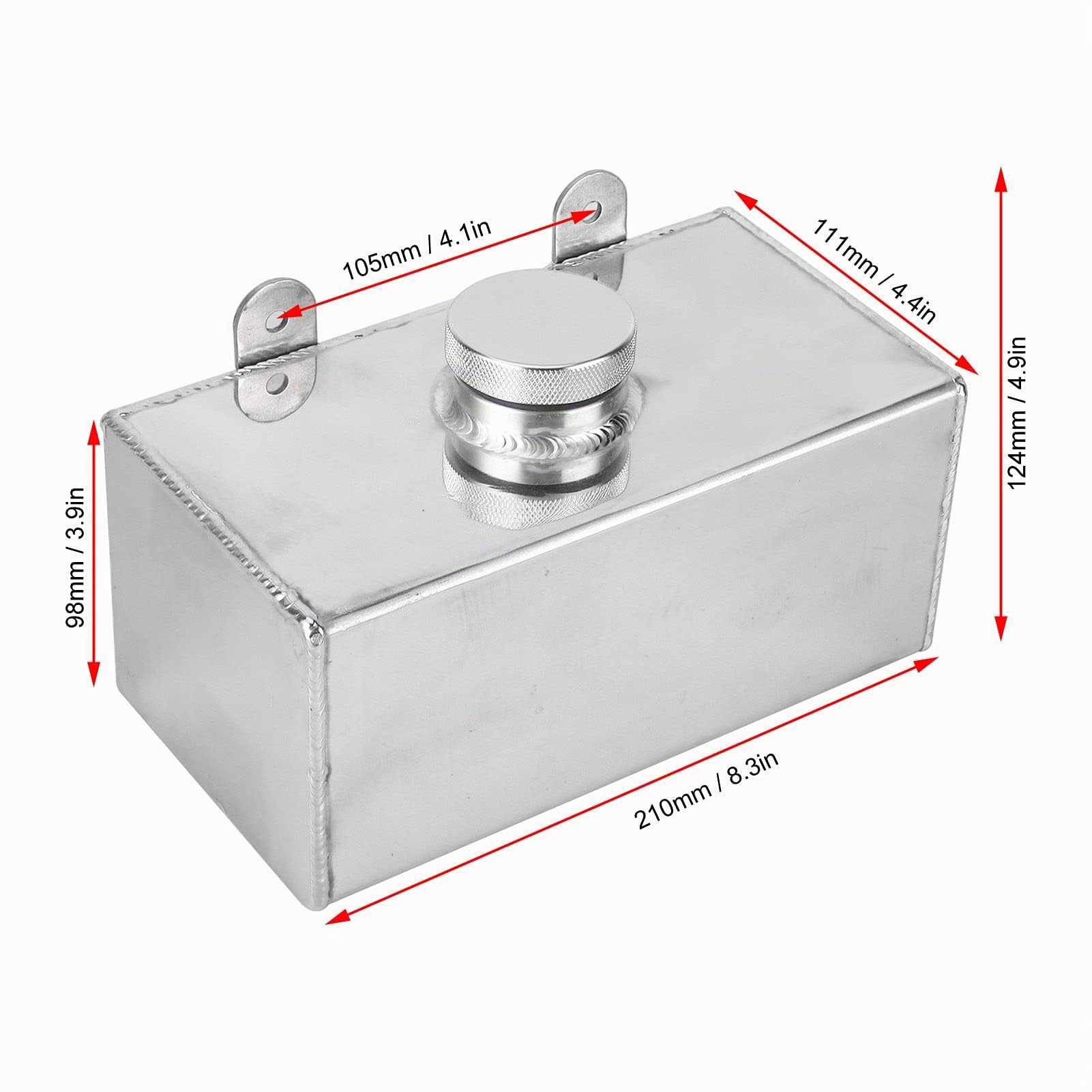 Bouteille de Lave-glace, Bouteille de Réservoir de Lave-glace Universelle en Aluminium 2L Pièces de Voiture de Réservoir de Pulvérisation de Refroidisseur Intermédiaire Poli