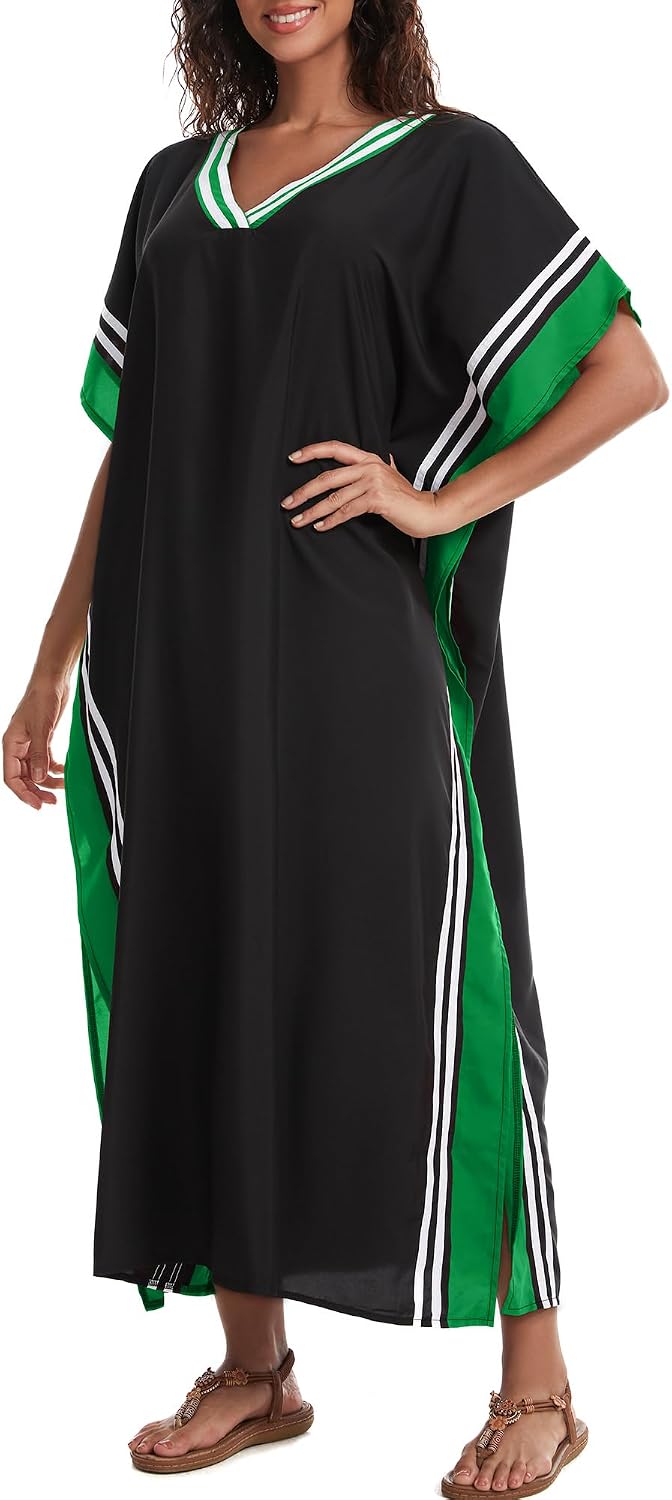 Kaftan Dresses for Women V Neck Beach Caftan Swimsuit Cover Up Lounge