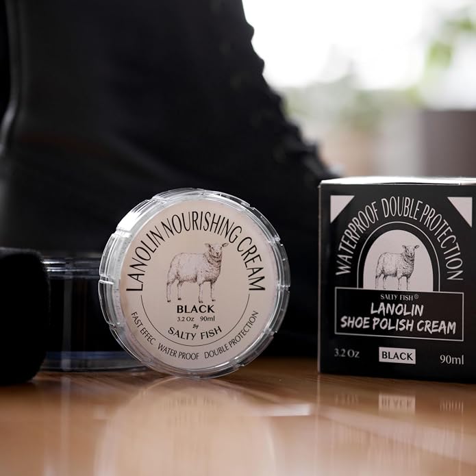Cera para zapatos 3.2Oz, kit con esponja brillo y cera de lanolina miniatura 7