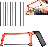 Heavy Duty Adjustable Mini Hacksaw with 10 Blades - Red Aluminum Metal Cutter for PVC, Tile, Plastic & Metals