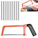 11PCS Metal Saw Red Hack Saw Professional Hack Saws Small Metal Cutting Saws Adjustable Angle Heavy Duty Small Hacksaw with 10 Exchangeable Blades for Cutting Plastic PVC Pipe Tile Metals