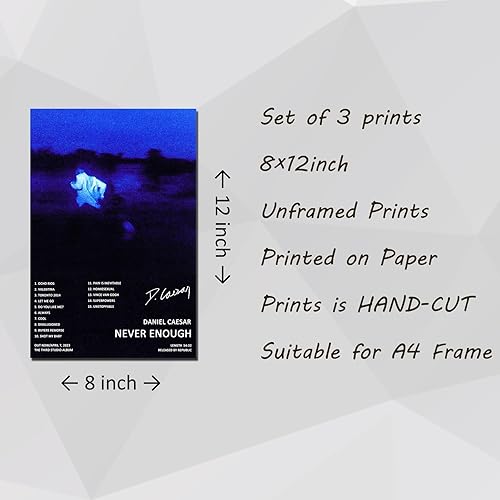 Miniatura 6 de Daniel Caesar - Póster de edición limitada (juego de 3) sin marco de 8 x 12 pulgadas (7.9 x 11.8 in), póster de papel para decoración de dormitorio,