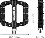 RockBros Pédales de vélo de montagne léger Nylon Fibre plate-forme de vélo Pédalos pour la route MTB 9/16"