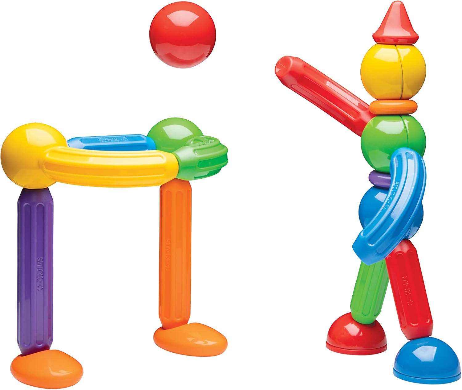 STICK O Basic 30 Piece Magnetic Building Set, Rainbow Colors, Educational STEM Construction Toy Ages 18M+