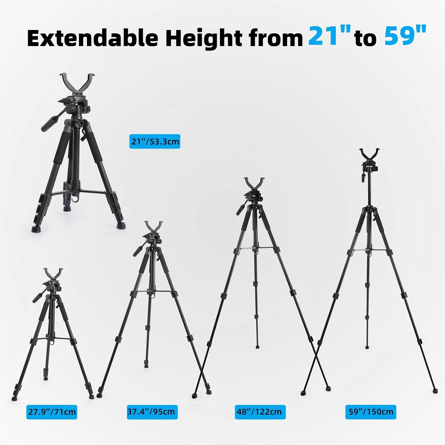 Rifle Tripod Shooting Stand, Adjustable Lightweight Shooting Tripod with 360° Rotatable V Yoke for Outdoors